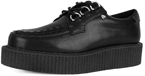 T.U.K Anarchic Creeper Lederschuhe für Männer und Frauen - Farbe Black Leather - Gothic bis Punkrock - Brothel Creepers - Keilschuhe mit Schnürsenkeln - Größe EU41