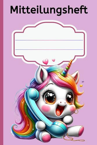 Mitteilungsheft A5 liniert Einhorn: Elternheft für Grundschule, Schule, Hort, Kindergarten, Muttiheft zur Kommunikation zwischen Erziehern und Eltern, Pendelheft zwischen Lehrer und Mama oder Papa,