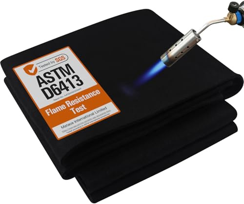 Matace Welding Blanket Fireproof Carbon Felt Soldering Mat & Pad, 5mm Flame Retardant Fabric, Heat Shield for Brazing, Automotive Repair, Grill & Smoker, Stove Wick Roll - 20x47 Inch, 2 Pack, Black