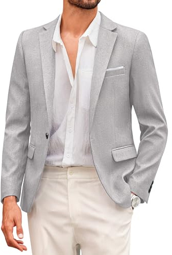 COOFANDY Sportig herrkavaj modern fritid blazer klassisk kostym 1 knapp jacka normal passform lätt kavaj, Mistygrå, XL