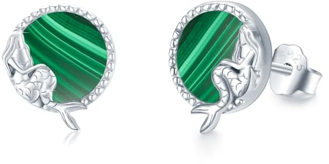 925 sterlingsilver örhänge opal kristall månsten sjöjungfru örhängen allergivänliga små sjöjungfrusmycken för kvinnor flickor barn, 8 mm, Sterlingsilver