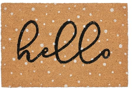 Relaxdays Coconut Doormat, Non-Slip, Dotted, Hello Print, Indoor & Outdoor, Dirt Trap, 1.5 x 60 x 40 cm, Multicoloured, Coco