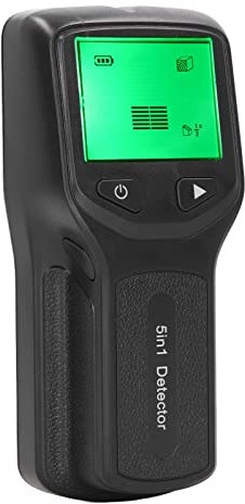 Stud Finder Wall Scanner 5 in 1 mit LCD Display und akustischem Alarm zum Auffinden von Stromleitungen, Holzbalken, Metallrohren, mit Multifunktionaler Bolzendetektor (Black)