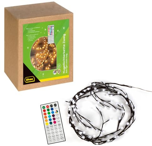 Idena 30522 - Ramoscelli LED, luci fiabesche con 120 LED RGB in 16 colori di luce, decorazione per esterni e interni, dimensioni circa 2 m, 3 modalità di timer e 7 funzioni luminose