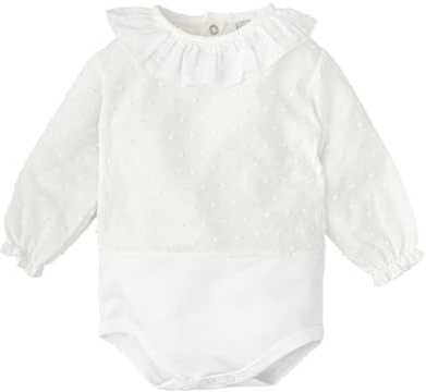 BABIDU - 1730 Body Bebé plumetti Manga Larga con Cuello con Volante Color: Blanco Talla: 18
