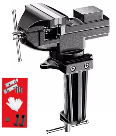 Mordaza de banco profesional,Mordaza de mesa,Pinzas de trabajo,Ancho de mordaza 80mm,Con base giratoria 360 grados,Puede girar 360 grados,Adecuado para trabajar la madera, cortar, grabar, amolar,etc.