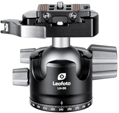 LEOFOTO 83mm Low Profile Camera Tripod Ball Head Mount, 360° Rotating Panoramic with 1/4 inch Quick Release Plate for DSLR/Camcorder, 3/8 Mounting Screw for Tripod/Monopod/Slider, Max Load 39lb