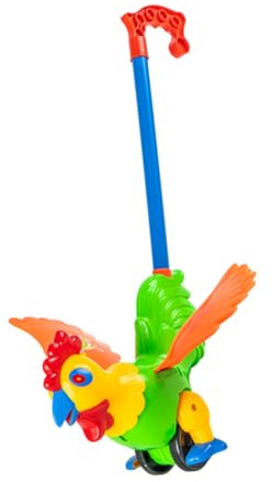 JUMPLAWN Carrellino Giocattolo per Ragazzo Ragazza in Plastica Design Creativo a Forma di Gallina, Spingi e Tira per Apprendimento e Coordinazione Occhio-mano Durante i Colore Casuale