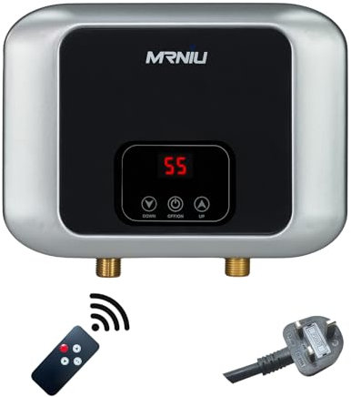 220V Electric Instant Tankless Water Heater 3000W Wall-Mounted Electric Heaters for Bathroom Hot Water Shower and Home Kitchen Under Sink UK Plug