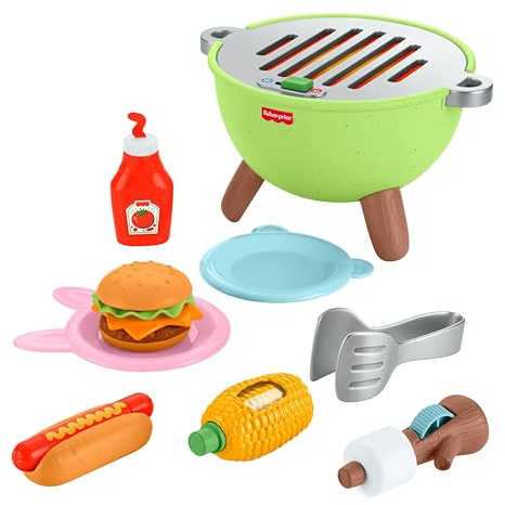 Fisher-Price Barbacoa de Actividades del Bosque de la Amistad Juguete para niños pequeños, Conjunto de 14 Piezas con temática de Comida para Juego de imitación, a Partir de 2 años, JLB82