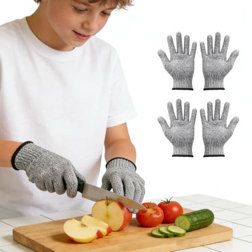 Cutefat Guantes Anticorte Nivel 5 para Niños de 9-12 Años 18 cm XS
