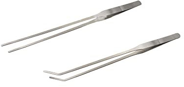 2-teiliges langes Pinzetten-Set für Aquarium-Wartung – 27 cm gebogene und gerade Pinzette für kleine Terrarien, Unkraut, Pflanzung, Fischschale, Landschaftsbau