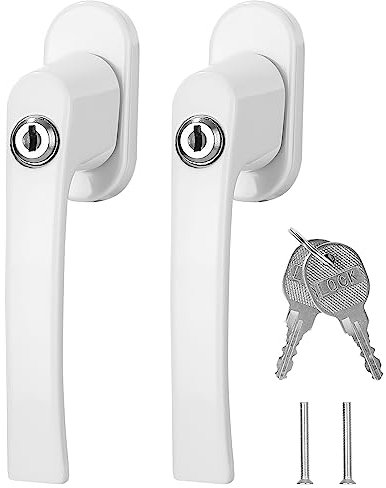 2 poignées de fenêtre verrouillables, Longueur de Tige 35 mm, sécurité des Enfants pour fenêtres,Verrouillage des fenêtres pour Enfants, Serrure de fenêtre Blanche, sécurité des fenêtres pour Enfants