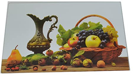 UVAS Planche à découper universelle en verre Motif fruits 20 x 30 cm