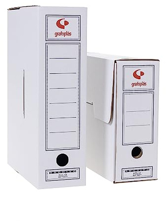 Grafoplás | Pack de 10 Cajas de Archivo Definivo Folio | Cartón Microcanal Impreso | 2 Frentes | Fácil Montaje | Perfecto para Organizar Documentos
