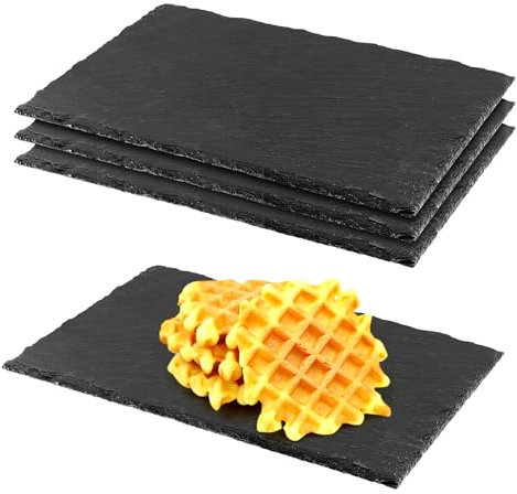 FUNSUEI 4 piatti rettangolari in ardesia, 30 x 20 cm, in ardesia, per sushi, formaggio, buffet, antipasti, dessert