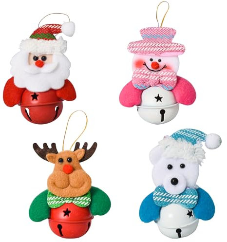 TAIYOU 4 Pezzi Albero Natale Ciondolo Campana Decorazione Campane Babbo Natale