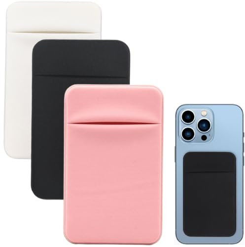 KGDUYC Tarjeteros adhesivos para móviles Compartimento para tarjetas de teléfono móvil, compartimento para tarjetas, tarjetero, billetera, funda protectora para teléfono inteligente (3 piezas)