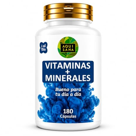 Multivitamínico Vitaminas + Minerales Aquisana | 180 Cápsulas | 1 Cápsula al Día | Con Colina e Inositol | Hasta 6 Meses de Uso