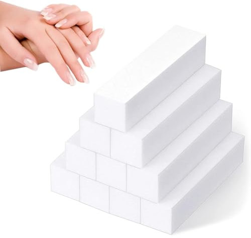 KEQAR 10 pezzi lima per unghie, pedicure e styling delle unghie, blocco di lucidatura bianco, strumenti per la cura delle unghie, lima professionale per unghie