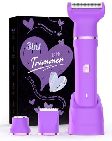 Bikini Trimmer for Women - Cordless Dermave Bikini Trimmer for Lady's Beauty, Painless Facial Hair Removal Device with Low Noise, Detachable Head, Fast Charging, 2026 Beach Vacation Essentials