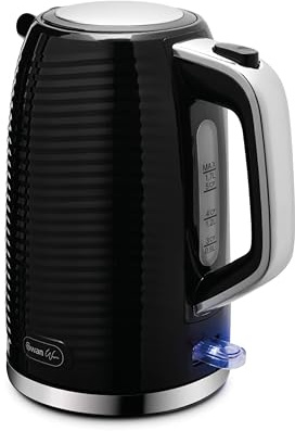 Swan Wave Cordless Kettle, Fast Boil, Boil Dry Protection and Automatic Shut-Off, 360-Degree Base, Removable Limescale Filter, 1.7 Litres, 3000W, Black, SK19034BLK