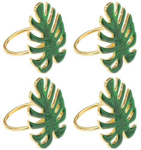DECOMELODY Verde Foglia Tartaruga Set di 4 Anelli in Metallo per Tovaglioli Decorazione Unica e Leggera per Matrimoni e Pranzi Eleganti