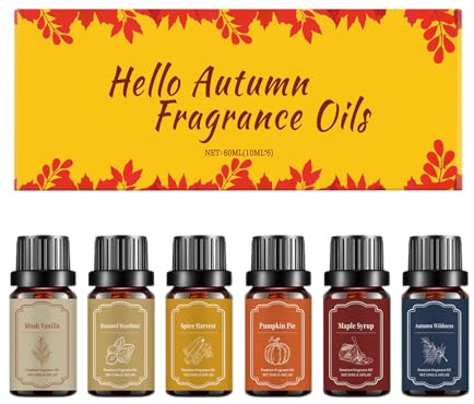 Dreuhuing doftmedel för höstolja för diffusor – säker aromaterapi – säker fallluktande oljor set | för vinter jul halloween bil tvål sovrum vardagsrum spa