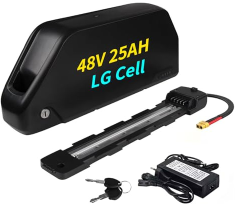 48V Ebike Battery 25Ah Long Range Lithium Ion Electric Bicycle Batteries for Ebike conversion kit 250W~2000W Motor Down-tube battery