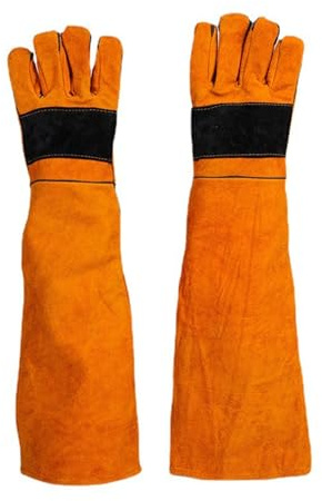 Suministros de soldadura, Guantes de soldadura de cuero forjado, resistentes al calor y al fuego, for barbacoas y estufas, con refuerzos en la palma.(45cm)