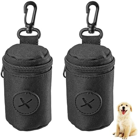 2Pcs Poo Bag Holder, Durable and Leakproof Dog Poop Bag Holder, Lightweight Poo Bags Dispenser Apply for Pet Travel Dog Walking Park, Easy to Attach, Perfect for Walks & Travel(Black)