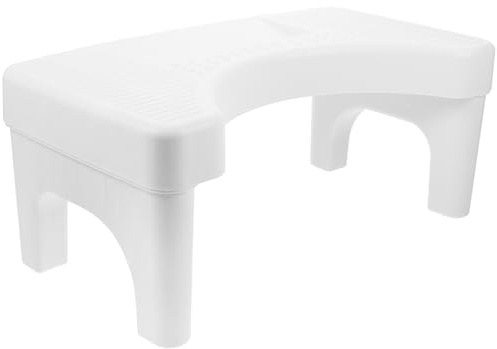 Tabouret de Toilette Blanc en PP, Repose-Pieds Antidérapant | Salle de Bain et Wc, Design Minimaliste, Facile à Nettoyer, Multifonction, Pad Antidérapant