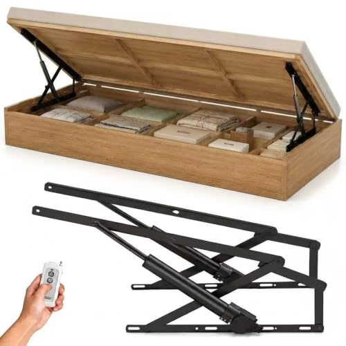Mécanisme de levage électrique pour lit, capacité 600 kg, télécommande | 2 mécanismes de levage électriques, robustes et compacts, pour lit, canapé ou autre meuble de rangement(150)