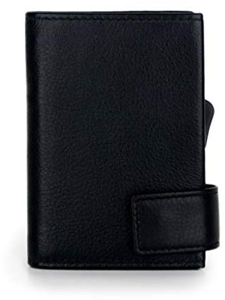 SecWal Kartenetui mit Münzfach Druckknopf (Schwarz)