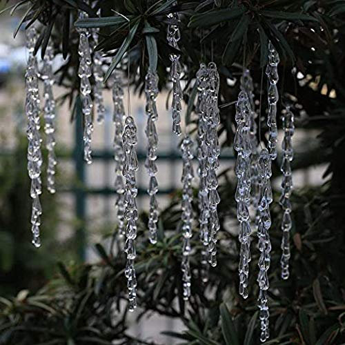 DAHI 25PCS Clear Acrylic Icicle Ornaments Christmas Decoration Acrylic Clear icicles Set for Christmas Tree Decoration (icicle 25pcs/15.5cm)