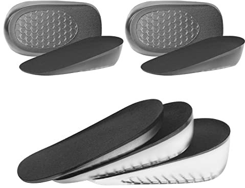 URAQT Gel Height Increase Insole, 2 Pairs Invisible Lift Inserts, Elastic Shock Absorption Heel Cushion Pads Half Increased Heel Shoe Lifts, Elevator Shoe Insoles for Men and Women