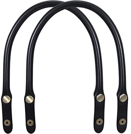 Taschengriff Leder Ersatz Taschenbügel Taschenhenkel Taschenzubehör Lederhänkel für Taschenriemen Ersatz 2 Stück (Schwarz)