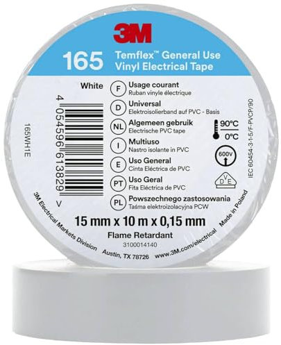 3M Temflex™ 165 165WH1E Isolierband Temflex™ 165 Weiß (L x B) 10m x 15mm