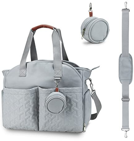 SONARIN Multifunktionale Stilvolle Baby Wickeltasche,Große Kapazität Wasserdicht Reise Wickeltasche Umhängetasche Tragetasche Henkeltaschen Portable Babytasche mit Schnullertasche(Hellblau)