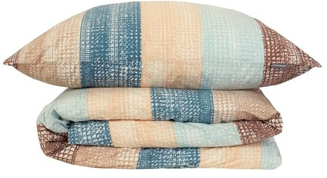 Schiesser Bettwäscheset Emilia | 2-teilig | Gestreift | Renforcé | 100% Baumwolle | Oeko-Tex Zertifiziert | Reißverschluss | 135x200cm + 80x80cm | Petrol