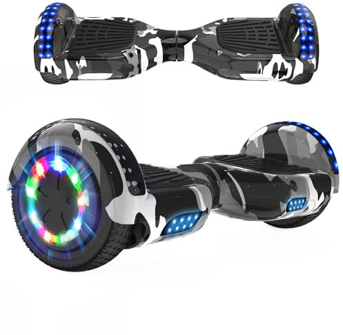 RCB Hoverboard Gyropode pour Enfant et Adulte, Overboard 6.5 Pouces avec Bluetooth-Musique/LED-Roue Clignotante, Hover Board Skateboards Meilleur Cadeau pour Les Enfants