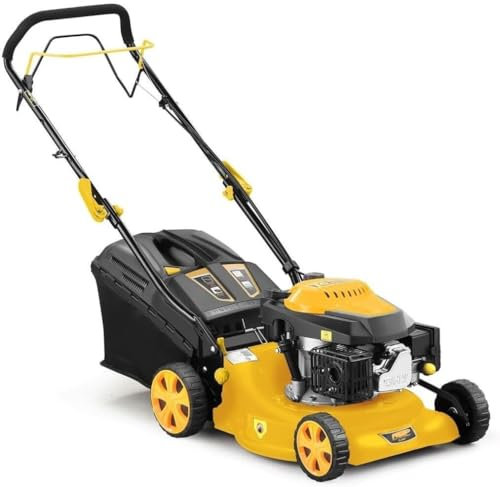 Nemura - Cortacésped térmico automático (146 cm3 de gasolina para césped, ancho de corte 42 cm, función Mulching, altura de corte 7 posiciones, arranque fácil, marca francesa