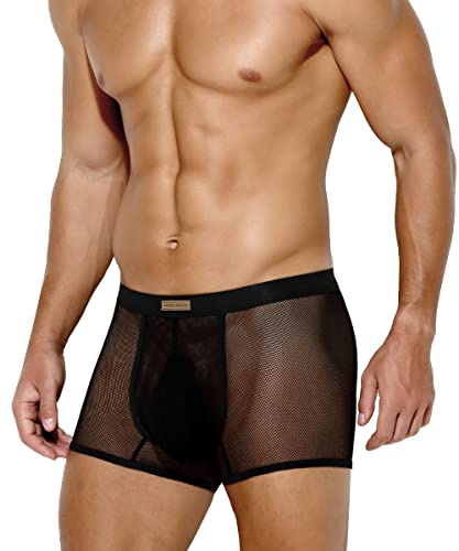 Mauro Kane Boxer Homme Sexy Caleçon Transparent sous-vêtements | Boxershorts Taille Basse Mesh en Résille, Lingerie Sensuelle pour le Quotidien, Carnaval et Saint-Valentin, S~3XL