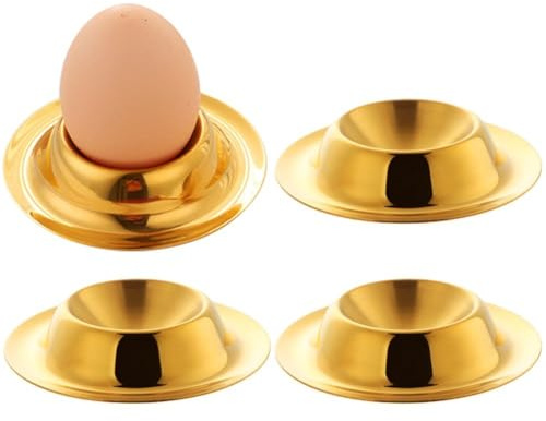 Zghhc Gold Egg Cup 4pcs Stackable Stainless Steel Egg Trays Cups Egg Stand Holder