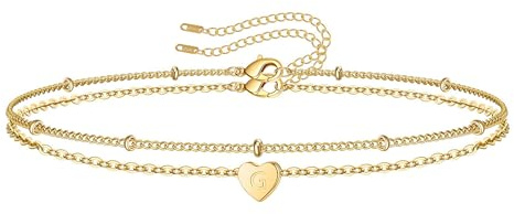 RMMD Gold Armband Damen - 18K Gold Vergoldete Herz Armband mit Buchstaben G Buchstaben Armbänder Personalisiertes Charm Armbänder Damen Schmuck Geschenke für Frauen Mädchen