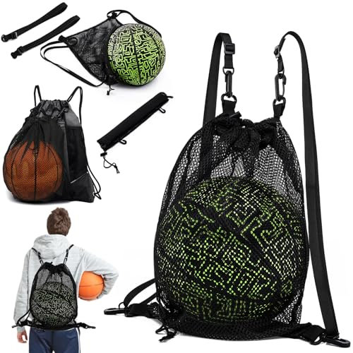 STAY GENT Cordón Malla Mochila para Niños Niñas, Plegable Portátil Bolsa con Correas Ajustables y Desmontable Gancho, Deporte Gimnasio Yoga Pelota Equipamiento Bolsa para Baloncesto Fútbol Voleibol