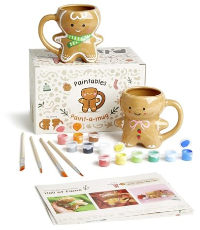 Pott’d Paintables Gingerbread Christmas Paint-a-Mug Kit – DIY Christmas Mugs for Adults, Includes Gingerbread Mugs, Paints, Brushes & Painting Inspiration Guide