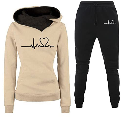 Ensemble Jogging Femme 2 pièces Survetement de Sport Pantalon Et Sweat à Capuche Survetement Femme Ensemble Chic Et Elegant Ensemble Imprimé Jogging Femmes Ensemble Vetement de Sport