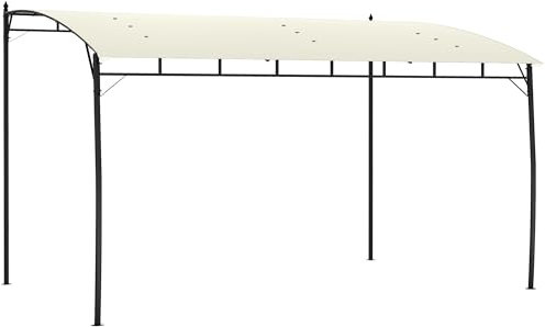 Outsunny 3 x 4m Pergola, Lean to Garden Gazebo with UV-Resistant Canopy and Metal Frame, Outdoor Sun Shade Shelter for Porch, Patio, Deck, Cream White
