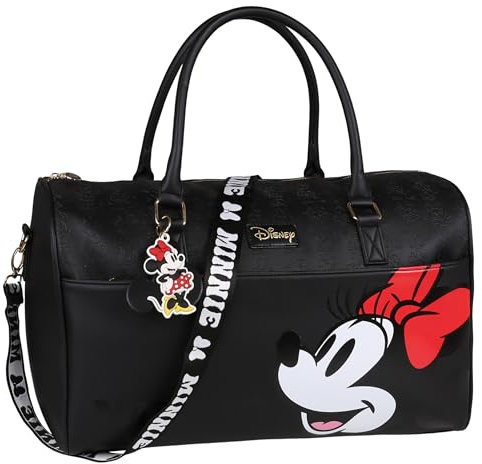 Disney Minnie Maus Schwarze Reisetasche, Sporttasche, Handgepäck 45x17x28cm (Minnie Mouse Schwarz)